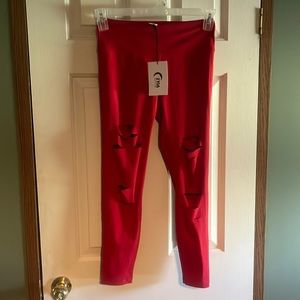 NWT ZYIA red slashed luxe high rise 7/8 24”